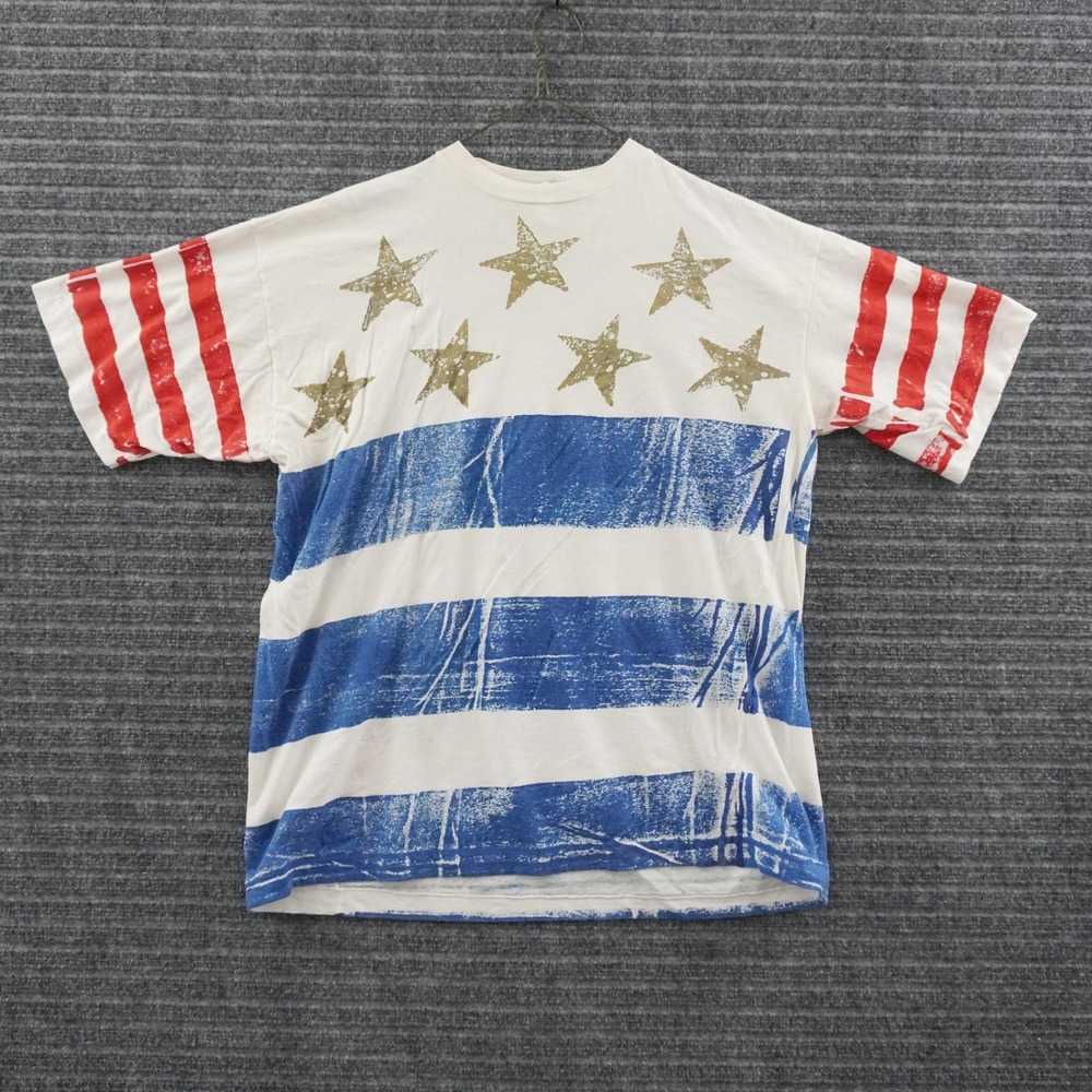 Vintage California Camp T-Shirt Unisex One Size White American Flag Stars